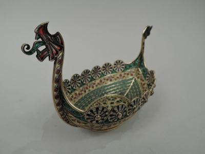  David Andersen Norwegian Plique Jour Viking Longboat Bowl by David Andersen