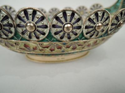  David Andersen Norwegian Plique Jour Viking Longboat Bowl by David Andersen