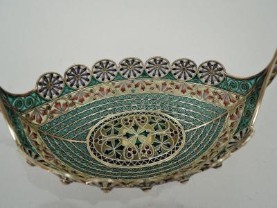  David Andersen Norwegian Plique Jour Viking Longboat Bowl by David Andersen