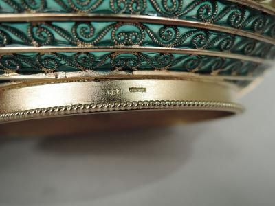  David Andersen Norwegian Plique Jour Viking Longboat Bowl by David Andersen