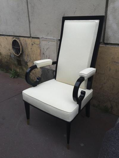  De Coene De Coene Majestuous High Back Pair Black Lacquered Arm Chairs