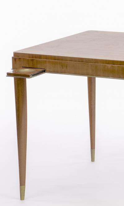  De Coene De Coene refined Art Deco rosewood playing card table with metal tapered legs