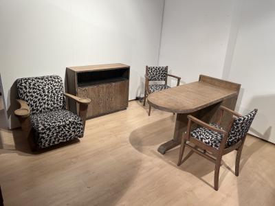 De Coene Fr res Art Deco Club Chair by De Coene Fr res Limed Oak Belgium circa 1935