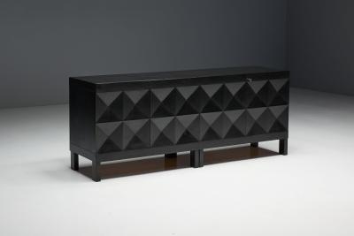  De Coene Fr res Brutalist De Coene Sideboard in Stained Oak Belgium 1970s