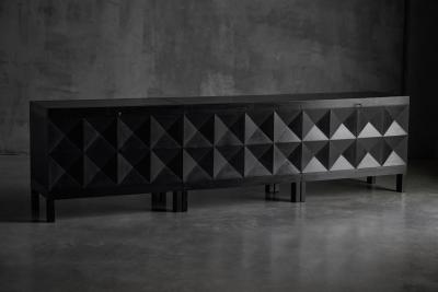  De Coene Fr res Brutalist De Coene Sideboard in Stained Oak Belgium 1970s