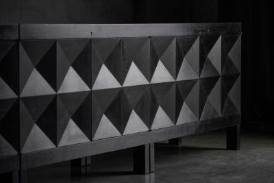  De Coene Fr res Brutalist De Coene Sideboard in Stained Oak Belgium 1970s