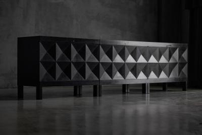  De Coene Fr res Brutalist De Coene Sideboard in Stained Oak Belgium 1970s