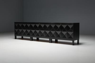  De Coene Fr res Brutalist De Coene Sideboard in Stained Oak Belgium 1970s