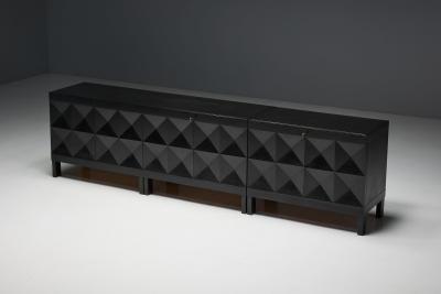  De Coene Fr res Brutalist De Coene Sideboard in Stained Oak Belgium 1970s