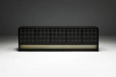  De Coene Fr res Brutalist Sideboard by De Coene in Stained Oak Belgium 1970s