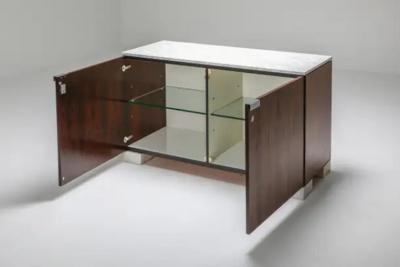  De Coene Fr res Carrara Marble and Rosewood Cabinet by Alfred Hendrickx