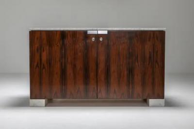  De Coene Fr res Carrara Marble and Rosewood Cabinet by Alfred Hendrickx