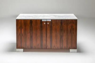  De Coene Fr res Carrara Marble and Rosewood Cabinet by Alfred Hendrickx