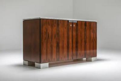  De Coene Fr res Carrara Marble and Rosewood Cabinet by Alfred Hendrickx