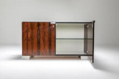  De Coene Fr res Carrara Marble and Rosewood Cabinet by Alfred Hendrickx