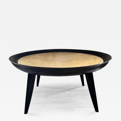  De Coene Fr res De Coene refined art deco black lacquered coffee table with parchment top