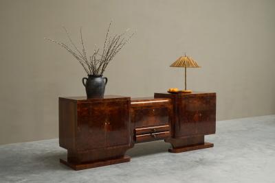  De Coene Fr res Exceptional De Coene Fr res Art Deco Sideboard in Burl Walnut Belgium 1930s