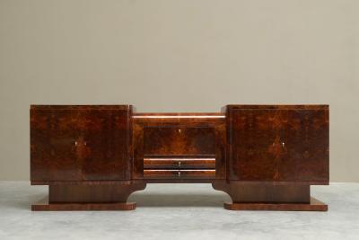  De Coene Fr res Exceptional De Coene Fr res Art Deco Sideboard in Burl Walnut Belgium 1930s