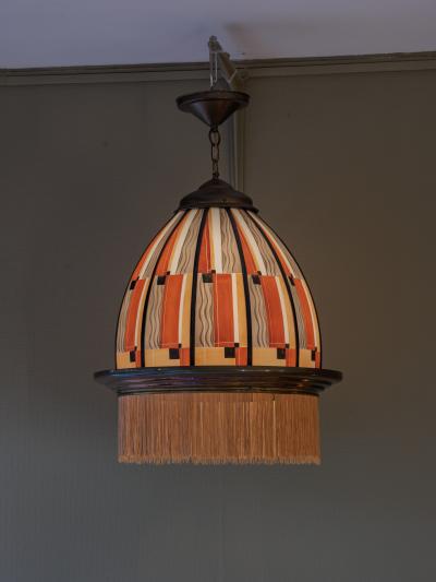  De Nieuwe Honsel De Nieuwe Honsel Amsterdam School Glass Pendant Lamp circa 1930
