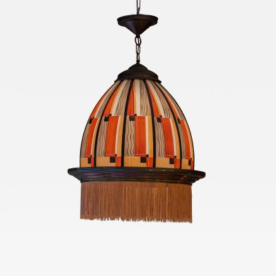  De Nieuwe Honsel De Nieuwe Honsel Amsterdam School Glass Pendant Lamp circa 1930