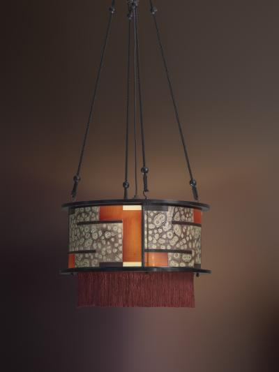  De Nieuwe Honsel De Nieuwe Honsel Art Deco Enamelled Glass Pendant Lamp circa 1929