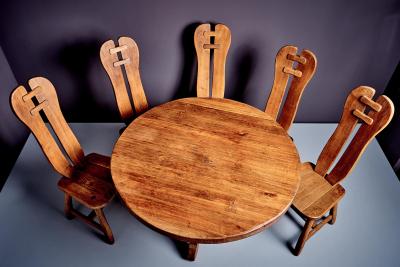  De Puydt Brutalist Dining Room Set consisting of 5 chairs and dining table by De Puydt