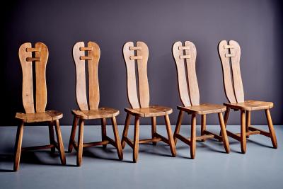  De Puydt Brutalist Dining Room Set consisting of 5 chairs and dining table by De Puydt