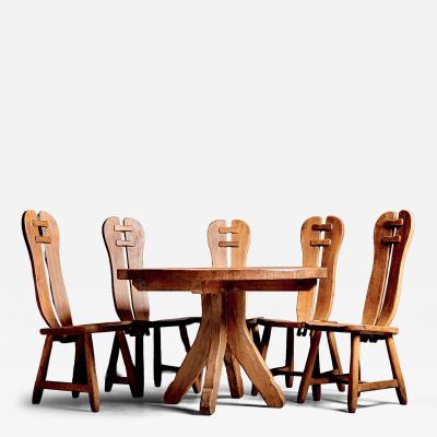  De Puydt Brutalist Dining Room Set consisting of 5 chairs and dining table by De Puydt