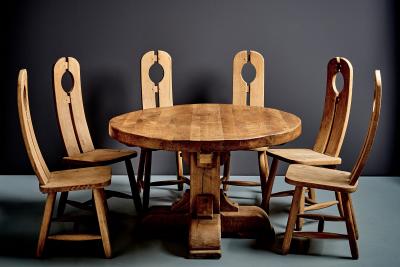 De Puydt Brutalist Dining Room Set consisting of 6 chairs and a matching dining table
