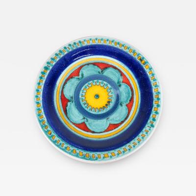  DeSimone 1960s DeSimone Pottery Italy Ceramic Art Plate Hand Painted Turquoise Flower