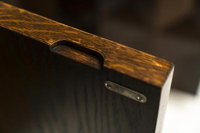  Defour Brutalist Sideboard by Defour in Solid Dark Stained Oak Belgium 1970s