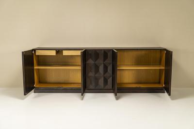  Defour Brutalist Sideboard by Defour in Solid Dark Stained Oak Belgium 1970s