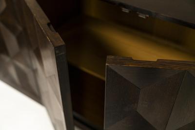  Defour Brutalist Sideboard by Defour in Solid Dark Stained Oak Belgium 1970s