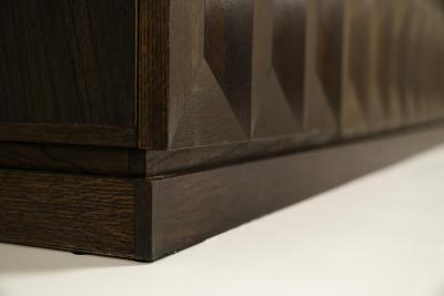  Defour Brutalist Sideboard by Defour in Solid Dark Stained Oak Belgium 1970s