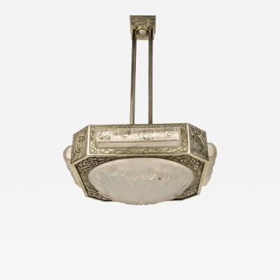  Degu French Art Deco Chandelier Signed by Degue