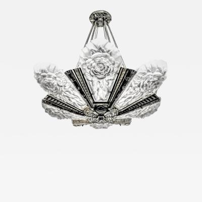  Degu French Art Deco Rose Chandelier signed Degue