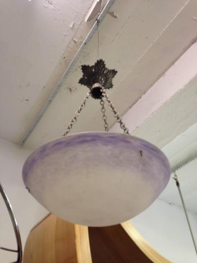  Degu French Art Nouveau Pate Verre Chandelier Pendant by Degu 