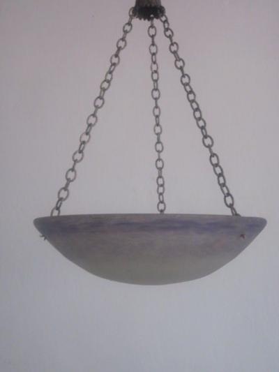  Degu French Art Nouveau Pate Verre Chandelier Pendant by Degu 