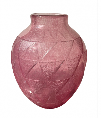  Degu French Etched Glass Art Deco Vase by Degue