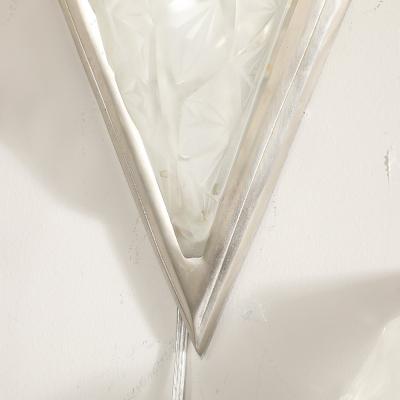  Degu Pair of Art Deco Frosted Glass Silvered Bronze Slip Shade Sconces signed Degu 
