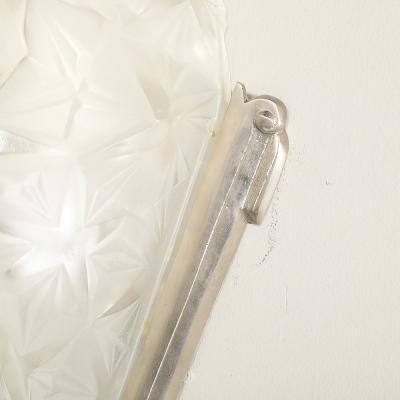  Degu Pair of Art Deco Frosted Glass Silvered Bronze Slip Shade Sconces signed Degu 