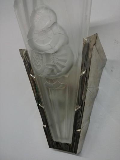  Degu Pair of French Art Deco Wall Sconces Signed by Degue