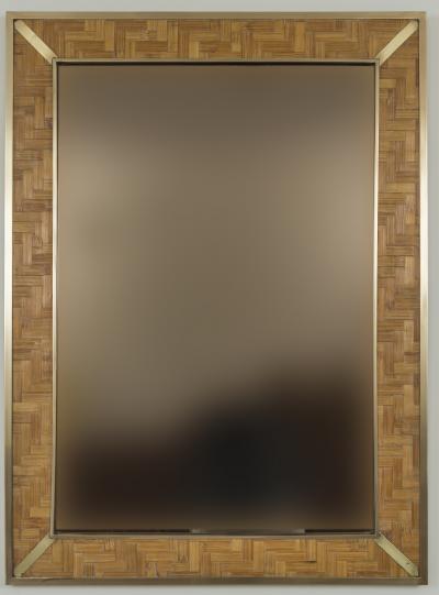  Del Vera Large Vintage Italian Bamboo Mirror By Del Vera