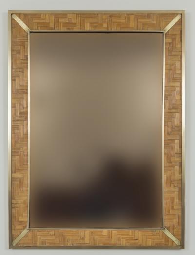  Del Vera Large Vintage Italian Bamboo Mirror By Del Vera