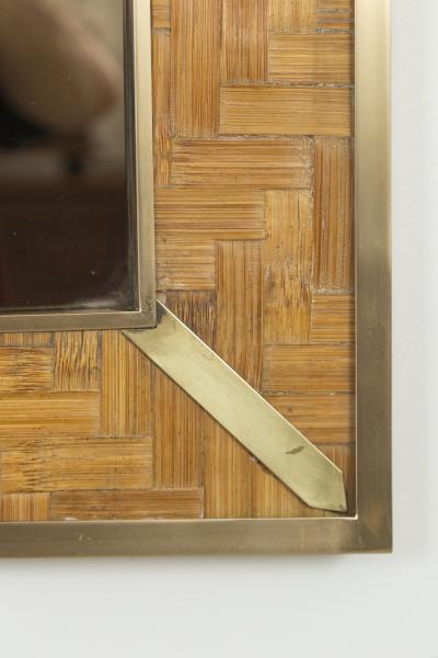  Del Vera Large Vintage Italian Bamboo Mirror By Del Vera