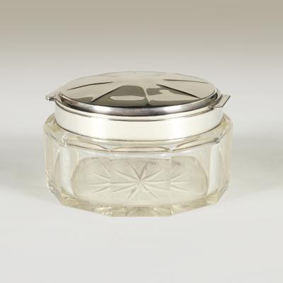 Delheid Freres Large 1930s Art Deco Silver And Crystal lidded box by Delheid Fr res