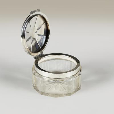 Delheid Freres Large 1930s Art Deco Silver And Crystal lidded box by Delheid Fr res