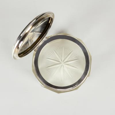 Delheid Freres Large 1930s Art Deco Silver And Crystal lidded box by Delheid Fr res