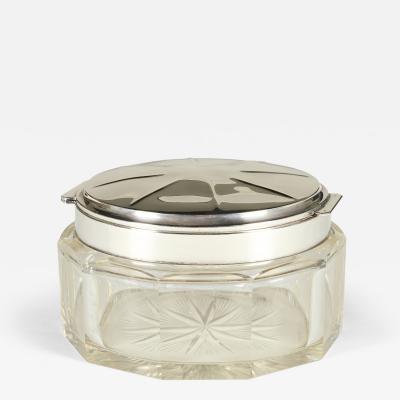  Delheid Freres Large 1930s Art Deco Silver And Crystal lidded box by Delheid Fr res