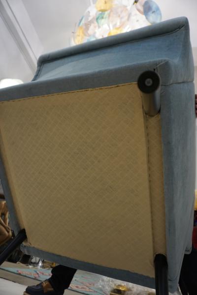  Delta Cosulich Interiors Italian Mid Century Modern Style Pair of Aquamarine Armchairs